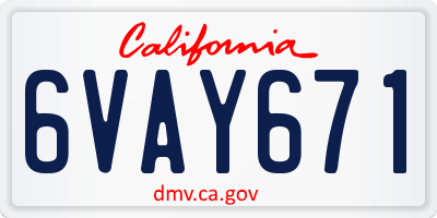CA license plate 6VAY671