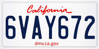 CA license plate 6VAY672