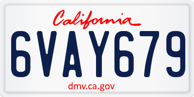 CA license plate 6VAY679