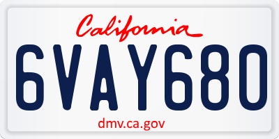 CA license plate 6VAY680