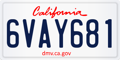 CA license plate 6VAY681