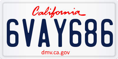 CA license plate 6VAY686
