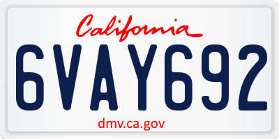 CA license plate 6VAY692