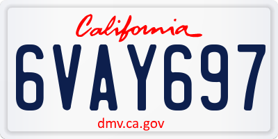 CA license plate 6VAY697