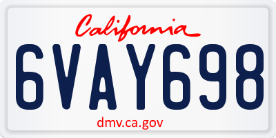 CA license plate 6VAY698