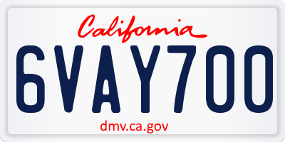 CA license plate 6VAY700