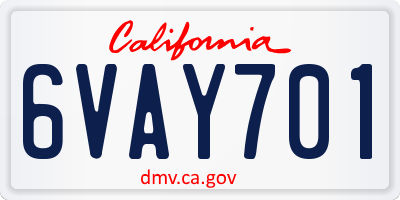 CA license plate 6VAY701