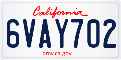 CA license plate 6VAY702