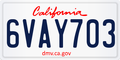CA license plate 6VAY703