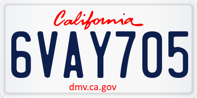 CA license plate 6VAY705