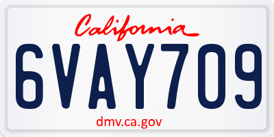 CA license plate 6VAY709