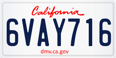 CA license plate 6VAY716