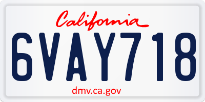CA license plate 6VAY718
