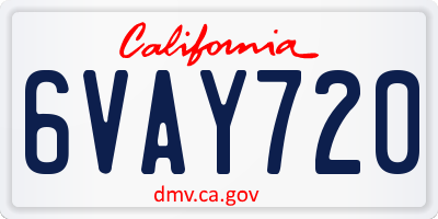 CA license plate 6VAY720
