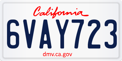 CA license plate 6VAY723