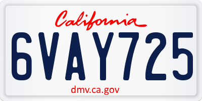 CA license plate 6VAY725