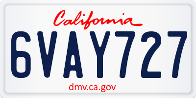 CA license plate 6VAY727