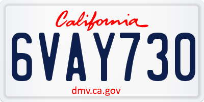 CA license plate 6VAY730