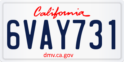 CA license plate 6VAY731