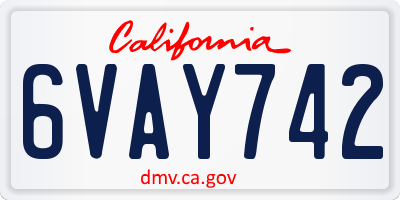 CA license plate 6VAY742