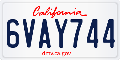 CA license plate 6VAY744