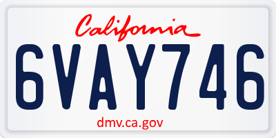 CA license plate 6VAY746