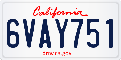 CA license plate 6VAY751