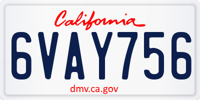 CA license plate 6VAY756