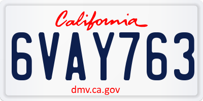 CA license plate 6VAY763