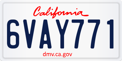 CA license plate 6VAY771