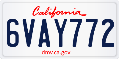 CA license plate 6VAY772