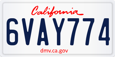 CA license plate 6VAY774
