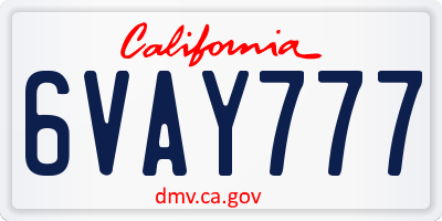 CA license plate 6VAY777