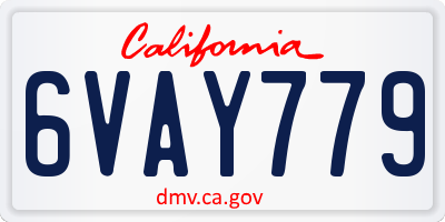 CA license plate 6VAY779