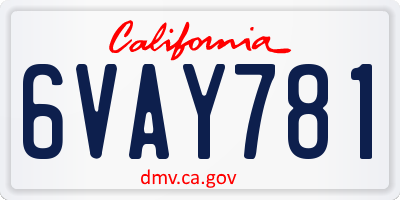 CA license plate 6VAY781