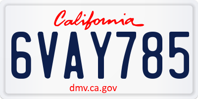 CA license plate 6VAY785