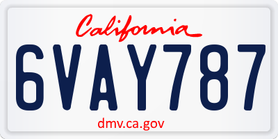 CA license plate 6VAY787