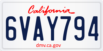 CA license plate 6VAY794