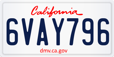 CA license plate 6VAY796