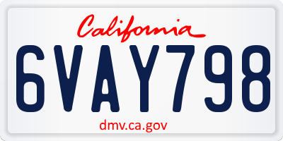 CA license plate 6VAY798