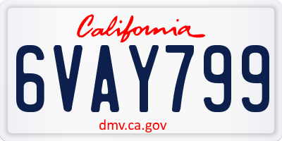 CA license plate 6VAY799