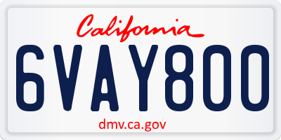 CA license plate 6VAY800