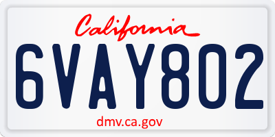 CA license plate 6VAY802