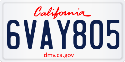 CA license plate 6VAY805