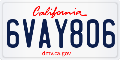 CA license plate 6VAY806