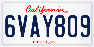 CA license plate 6VAY809
