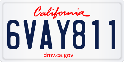 CA license plate 6VAY811