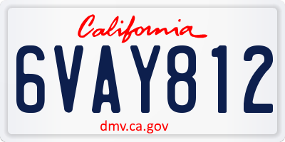 CA license plate 6VAY812