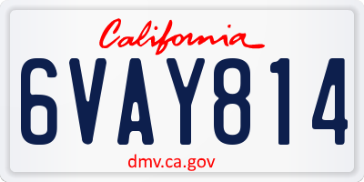 CA license plate 6VAY814