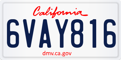 CA license plate 6VAY816